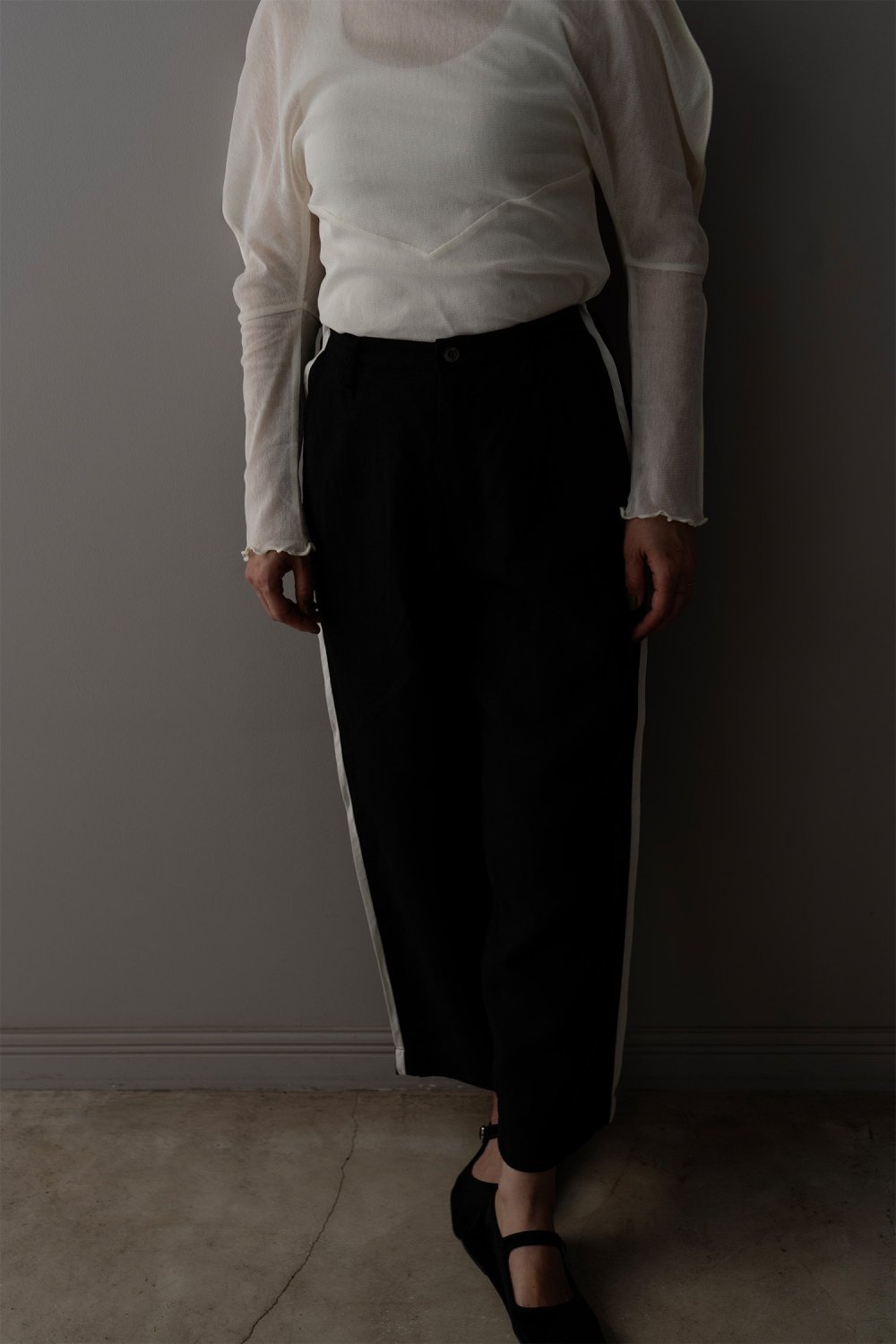 TISSU Triple washer linen sideline pants ( Black )