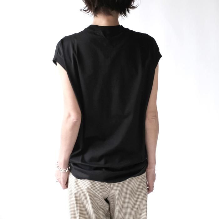 コットンクルーネック刺繍ノースリーブTシャツ - Licavou shopping