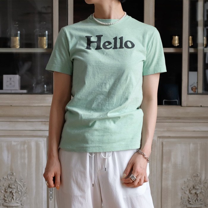 HELLOクルーネックコットンTシャツ - Licavou shopping