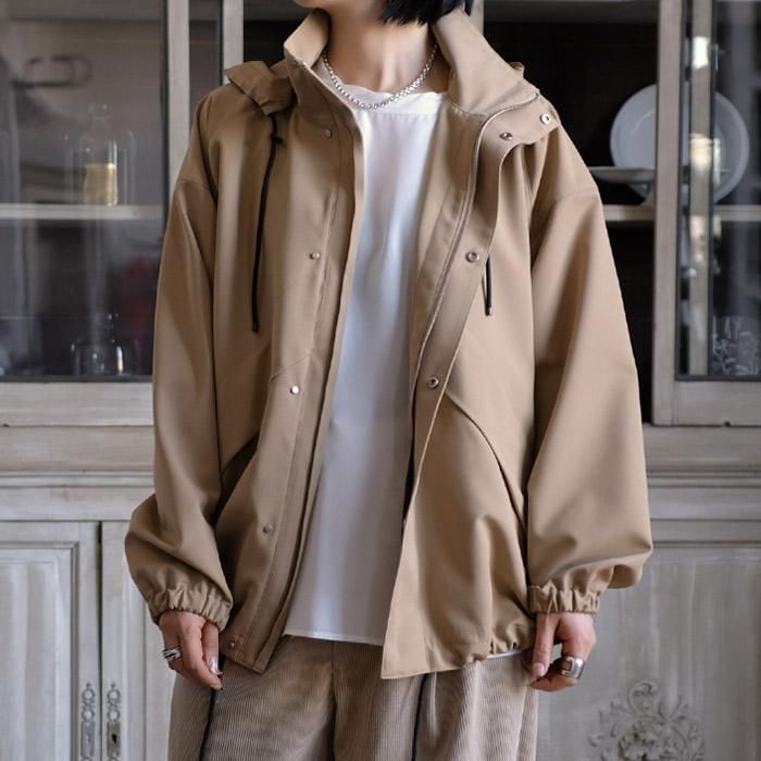 WOOL MAX CANVAS HOODED BLOUSON - Licavou shopping