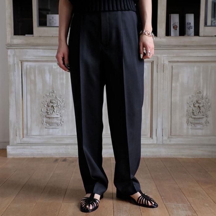 HARD TWIST WOOL PANAMA STRIPE SLACKS - Licavou shopping