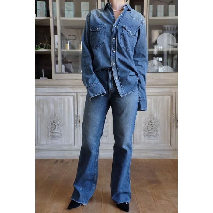 HEM CUT FLARE PT DENIM - Licavou shopping HEM CUT FLARE PT DENIM - Licavou shopping