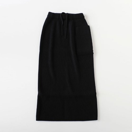 NATURAL DYED WOOL STRAIGHT RIBBED SKIRT