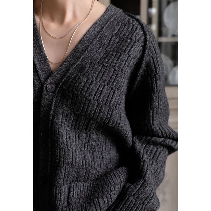 WOOL CORD RIB KNIT CARDIGAN - Licavou shopping