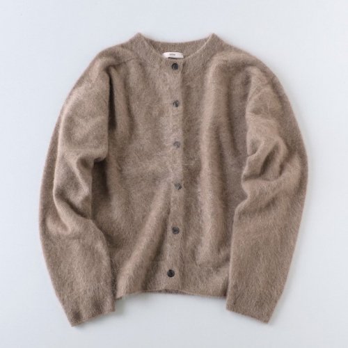 CASHMERE FUR CREWNECK CARDIGAN