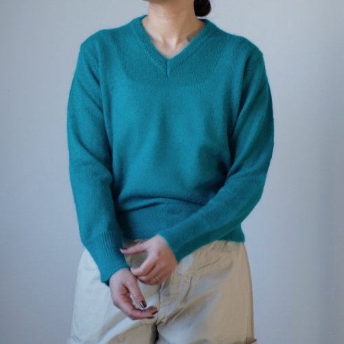 Kid Mohair Wool V-neck Jumper