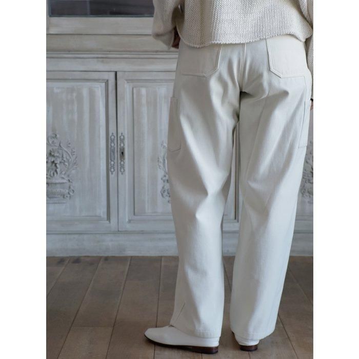 YLÈVE /VISCOSE COTTON PAINTER TROUSERS4 Off-White Viscose Cotton Painter Trousers by YLÈVE on Sale
