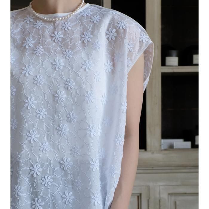 BLAMINK◆ノースリーブブラウス/34/コットン/BRW/7921-230-0154 コットンエンブロイダリーノースリーブブラウス - Licavou shopping