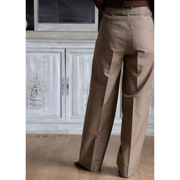 Tropical Wool Kid Mohair One-Tuck Slacks