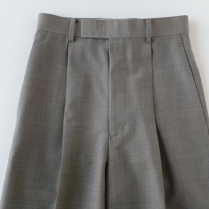TROPICAL WOOL KID MOHAIR ONE-TUCK SLACKS - Licavou shopping