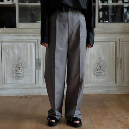 TROPICAL WOOL KID MOHAIR ONE-TUCK SLACKS