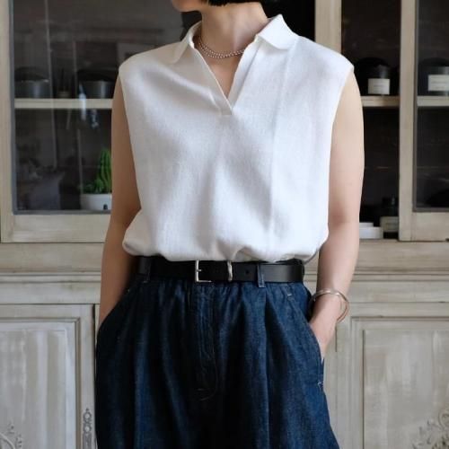 LINEN JERSEY POLO TANK TOP