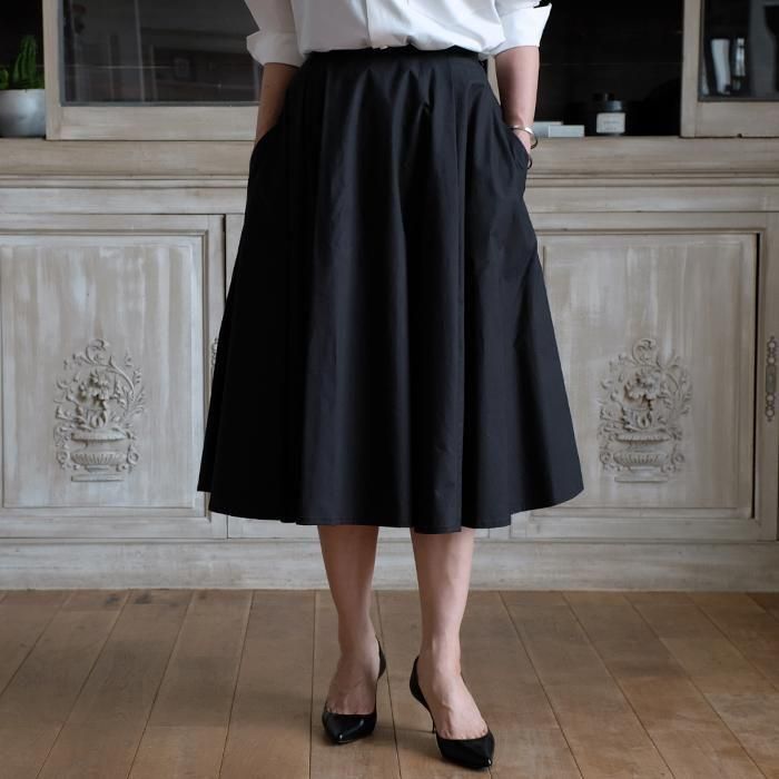 TUCKED MI-MOLLET FLARE SKIRT - Licavou shopping