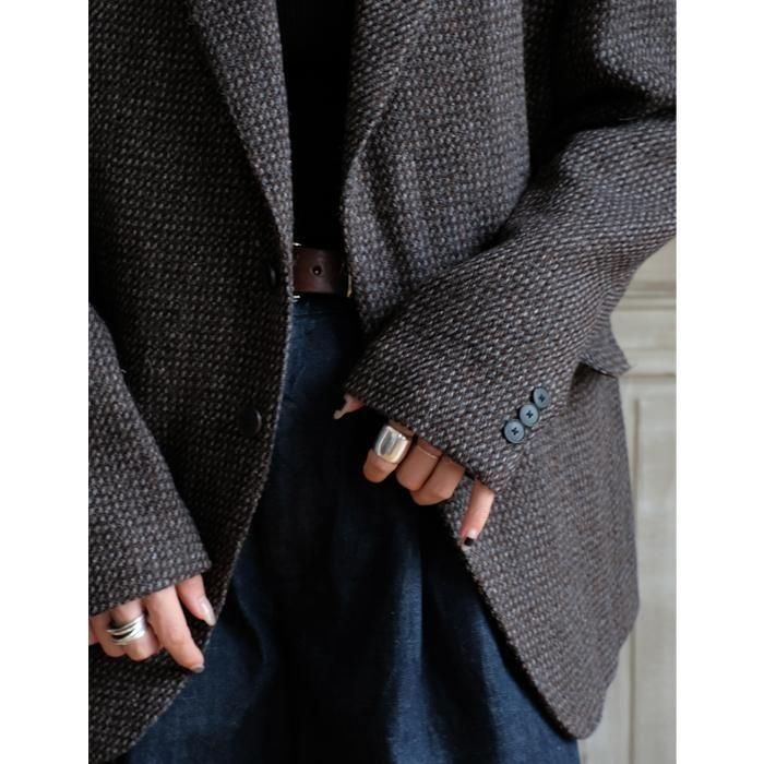 ALPACA WOOL SILK TWEED OVER JACKET - Licavou shopping