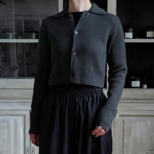 SUPER FINE WOOL SOFT RIB KNIT CROPPED CARDIGAN