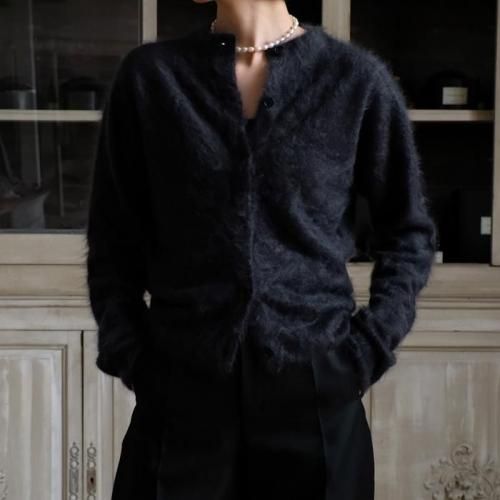 ROYAL CASHMERE FUR CREW NECK CARDIGAN 