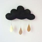 The Butter Flying Cloud Mobile （black-cloud-gold-drop）