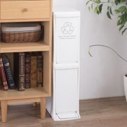 ダストボックス2D 日本製 スリム コンパクト 分別 ゴミ箱 ダストボックス 上段 フラップ 下段 ペダル オープン 便利