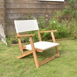 フォールディングチェア アイボリー 椅子 イス 折りたたみ チェア キャンプ アウトドア 肘付きディレクターズチェア メッシュ 天然木 折り畳み コンパクト