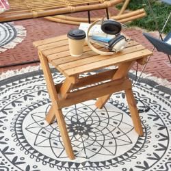 フォールディングスツール ライトブラウン 天然木 スツール サイドテーブル コンパクト 折りたたみ 持ち運び アウトドア キャンプ コンパクト オイル仕上げ
