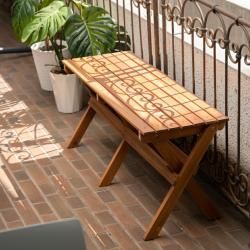 フォールディングベンチ ライトブラウン 天然木 スツール サイドテーブル コンパクト 折りたたみ 持ち運び アウトドア キャンプ コンパクト オイル仕上げ