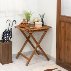 フォールディングハイテーブル ブラウン アウトドアテーブル ハイテーブル カフェテーブル ダイニングテーブル 折りたたみ式 木製 おしゃれ 円形 丸型