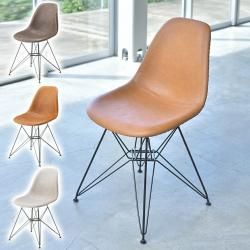 チェア ダイニングチェア 直線 スチール 丸み フォルム ソフトレザー 背もたれ 対照 組み合わせ デザイン 椅子 パーソナルチェア いす イス おしゃれ