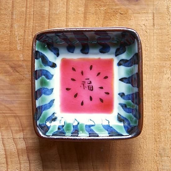 稲葉カヨ　豆皿　4つセット 稲葉カヨ 福々絵付け豆皿 福スイカ - セレクトヨロズヤ