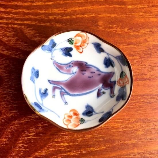 稲葉カヨ 福々絵付けつば型豆皿 福イノシシ a - セレクトヨロズヤ