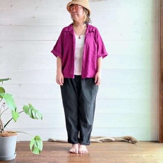 ヂェン先生の日常着　くるみぼたん半袖　紅 ヂェン先生のくるみぼたんブラウス半袖 - ANANDASIA