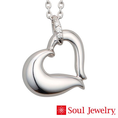 遺骨ペンダント Soul Jewelry プチオープンハート　K18 ホワイトゴールド｜　手元供養商品専門店　いっぽ一歩堂