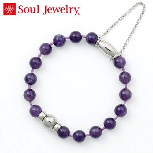 念珠ブレスレット 防水タイプ アメジスト Soul Jewelry ｜ 手元
