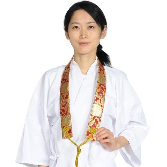 ファッションの 輪袈裟（金襴・上）菊柄 エンジ色｜ お遍路用品/四国巡礼用品 着物・浴衣