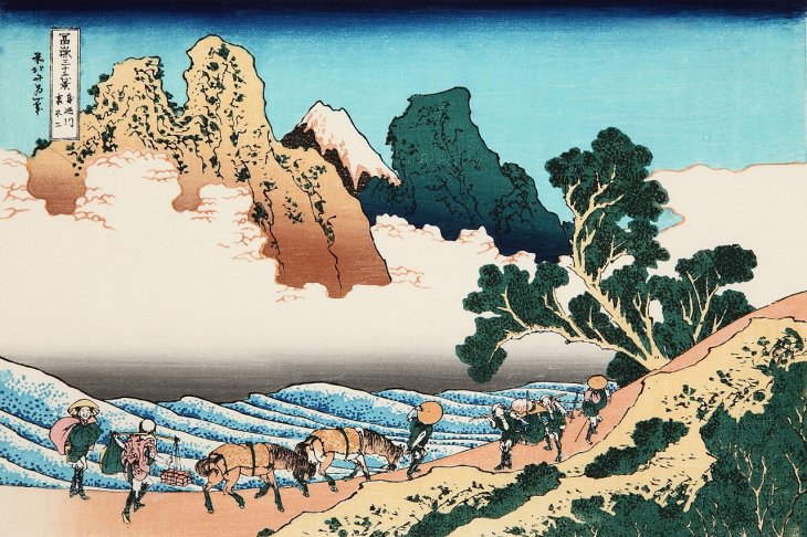葛飾北斎 (Katsushika Hokusai) 木版画 富嶽三十六景 見延川裏不二