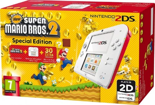 中古]Nintendo 2DS White Red with New Super Mario Bros 2(欧州版
