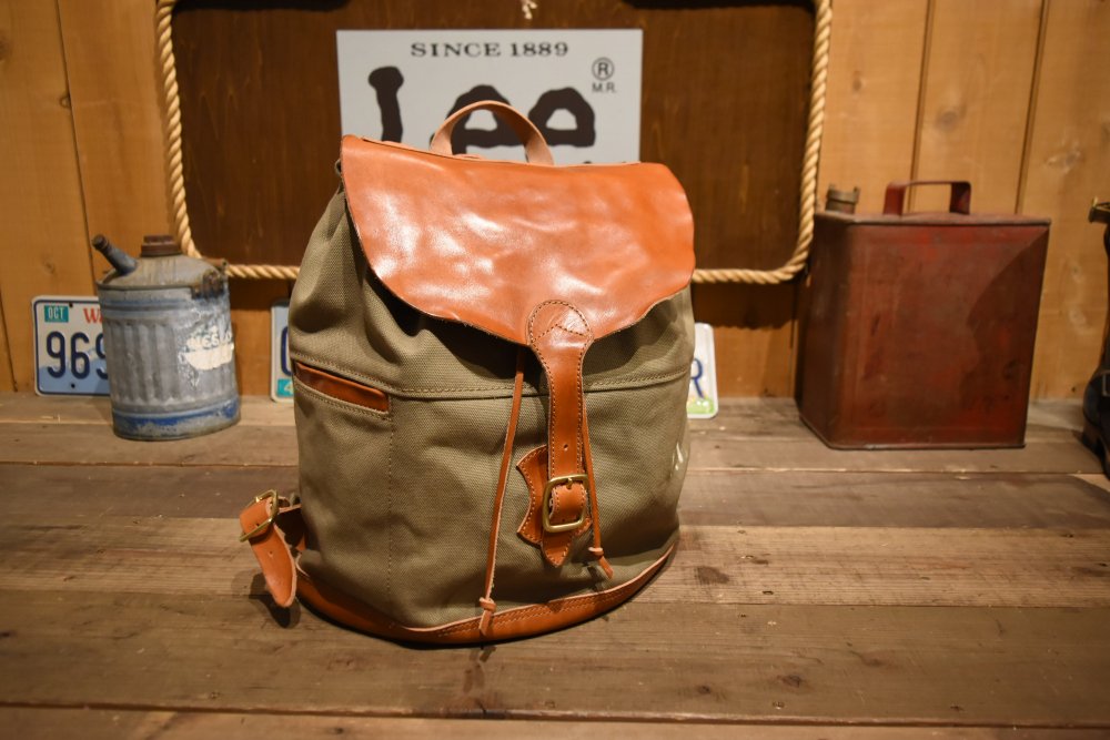 Sturdy Luggage Supply｜”EXPEDITION BACKPACK ( Leather Flap )” Olive/RedBrown  - STURDY American Clothing Store, Yokohama