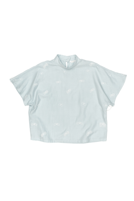 輝い 新品　mina perhonen スタンドカラーブラウス choucho シャツ/ブラウス(半袖/袖なし)