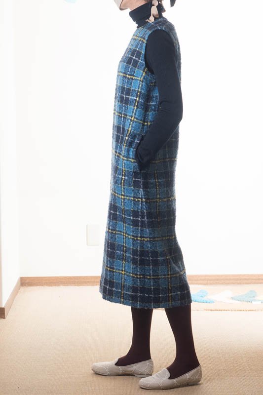 mina perhonen mina perhonen tartan ケープ付きワンピース - ミナペルホネン正規取扱店 | anmikunpe