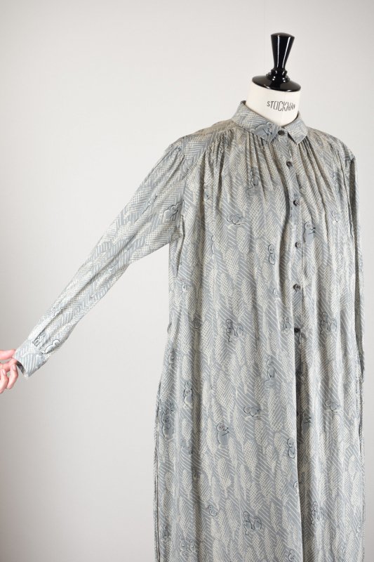 ミナペルホネン　lumiukko シャツドレス　36 グレーお色はグレー