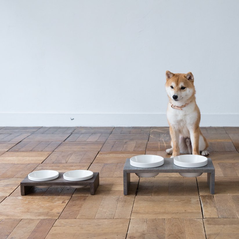 新品フリーステッチのフードボウル台　犬猫用食事台