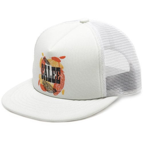 CALEE/キャリー】CALEE FEATHER LOGO PRINT MESH CAP WHITE スナップ