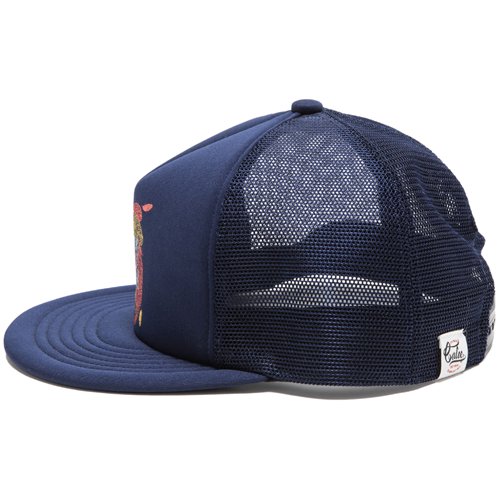 CALEE/キャリー】CALEE FEATHER LOGO PRINT MESH CAP NAVY スナップ