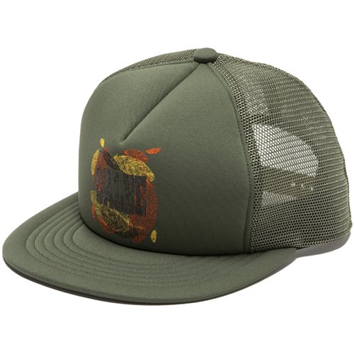 CALEE/キャリー】CALEE FEATHER LOGO PRINT MESH CAP OLIVE スナップ