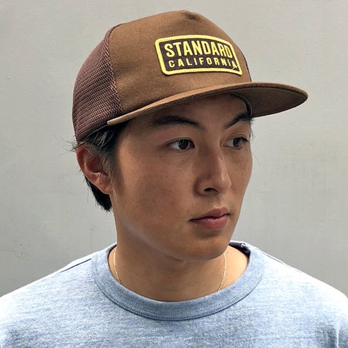 STANDARD CALIFORNIA】SD BOX LOGO PATCH MESH CAP BROWN スナップ