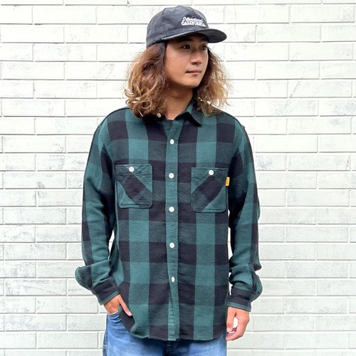 STANDARD CALIFORNIA】SD FLANNEL CHECK SHIRT GREEN フランネルシャツ