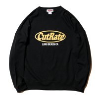【CUTRATE/カットレイト】CUTRATE LOGO DROPSHOULDER CREW NECK SWEAT　BLACK　クルーネックスウェット