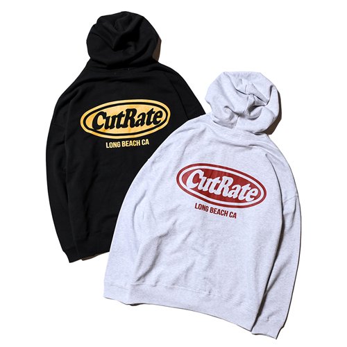 CUTRATE/カットレイト】CUTRATE LOGO DROPSHOULDER ZIP HOODIE BLACK