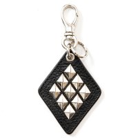 【CALEE/キャリー】STUDS & EMBOSSING ASSORT LEATHER KEY RING -A-　BLACK　キーリング