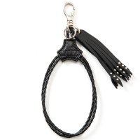 【CALEE/キャリー】STUDS & EMBOSSING ASSORT LEATHER KEY RING -E-　BLACK　キーリング