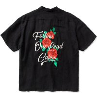 【CALEE/キャリー】R/L FOL EMBROIDERY S/S SHIRT　BLACK　シャツ